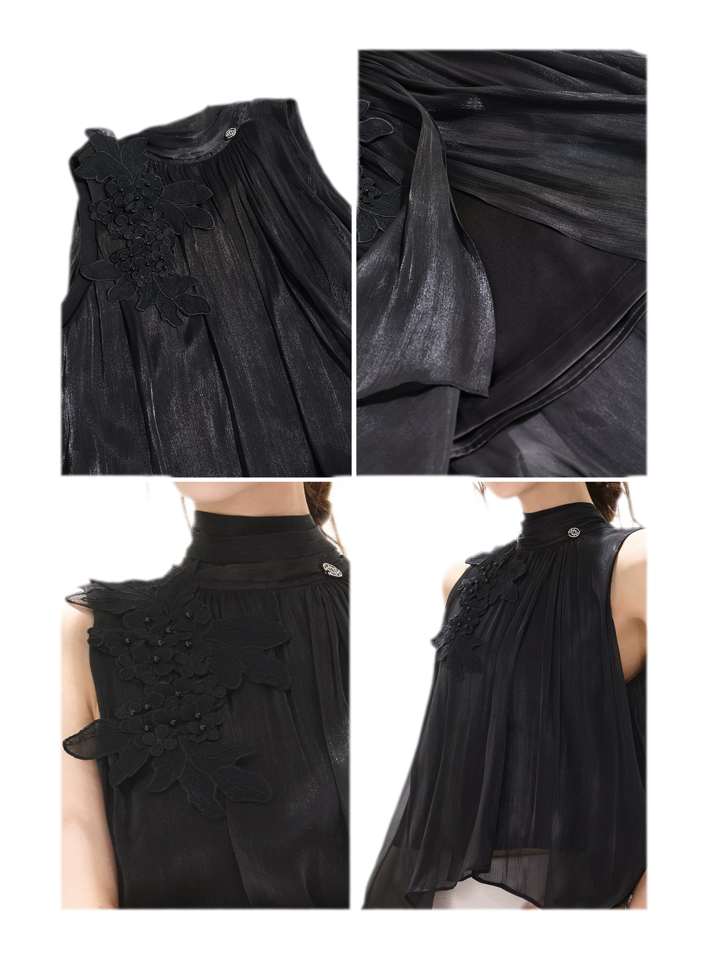 Embellished Satin Halter Top