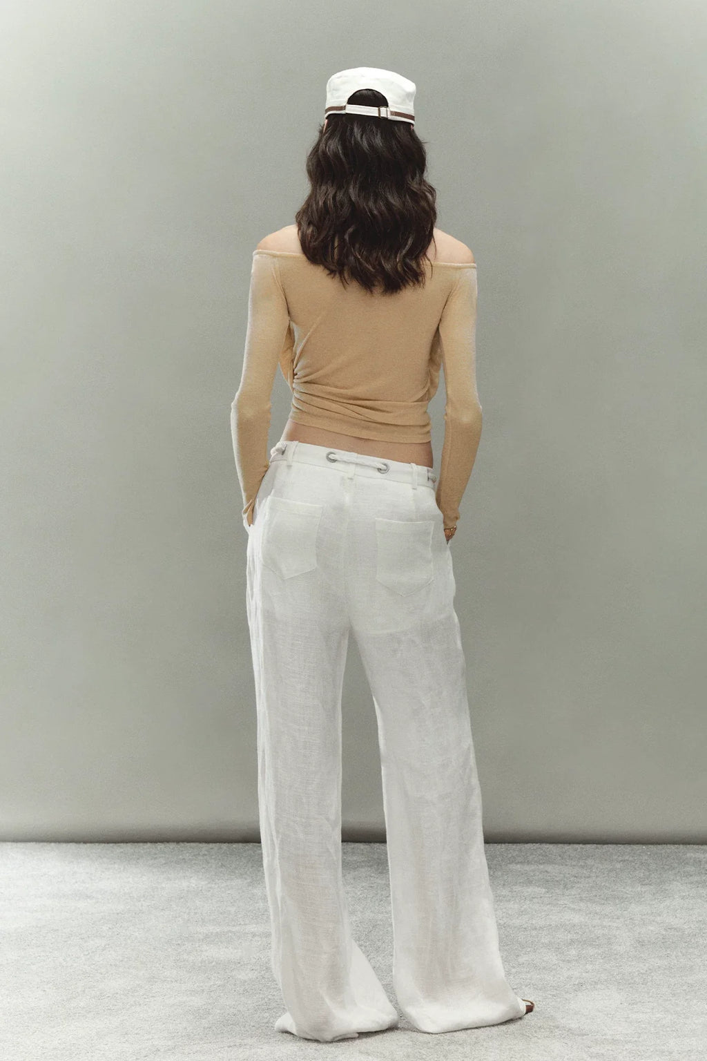 Relaxed Fit Linen Blend Wide-Leg Pants