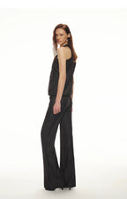 Tencel Hollow Halter Top & Flared Pants Set