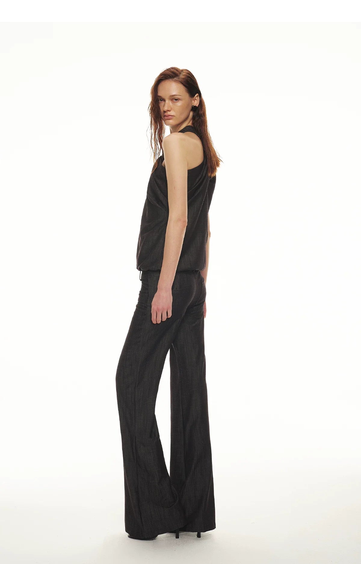 Tencel Hollow Halter Top & Flared Pants Set