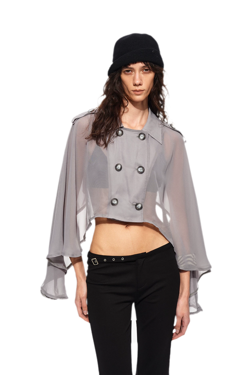 Sheer Trench Cape Top