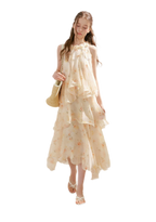 Chiffon Floral Halter Long Dress