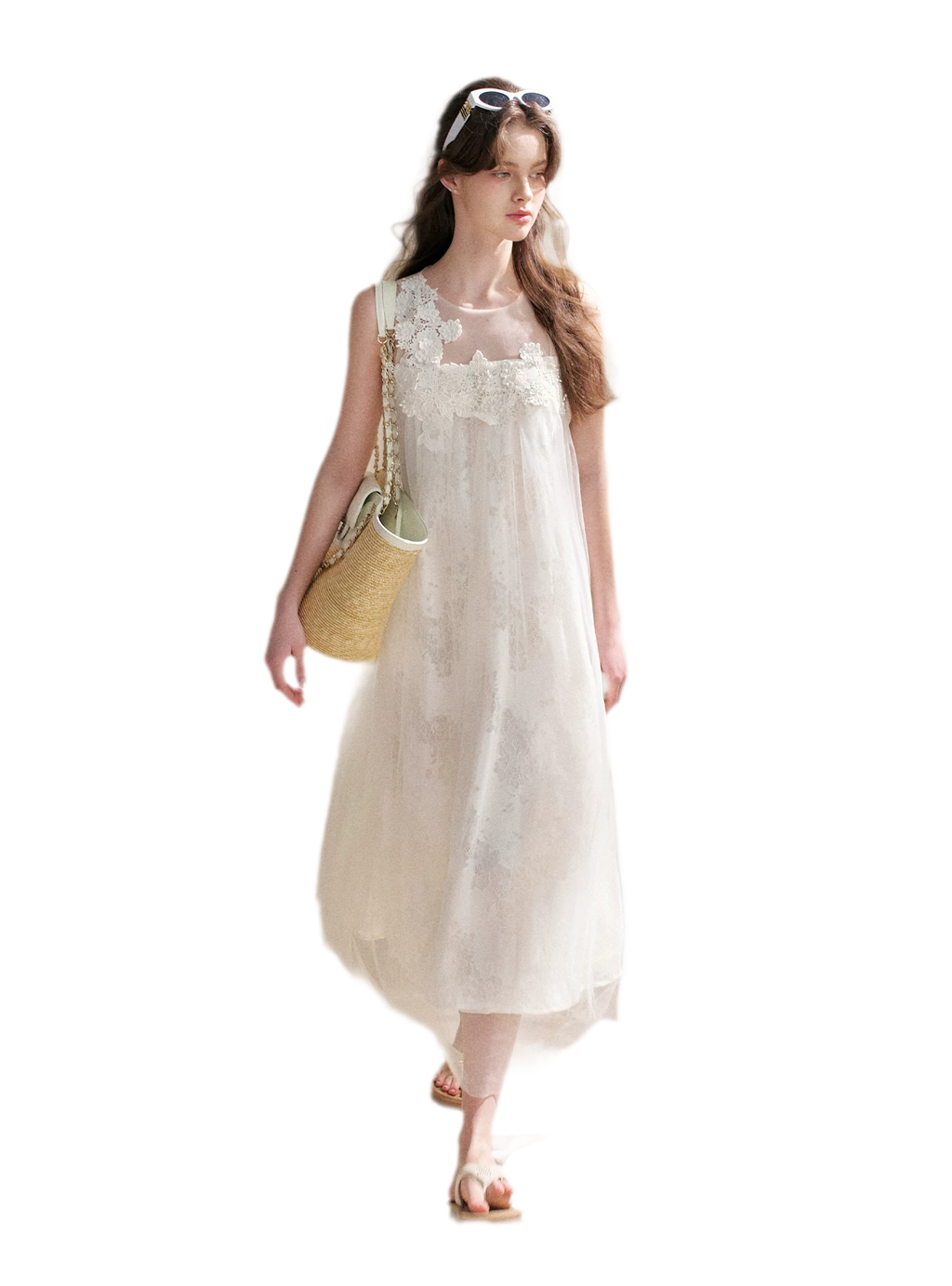 Sleeveless Mesh Lace Dress