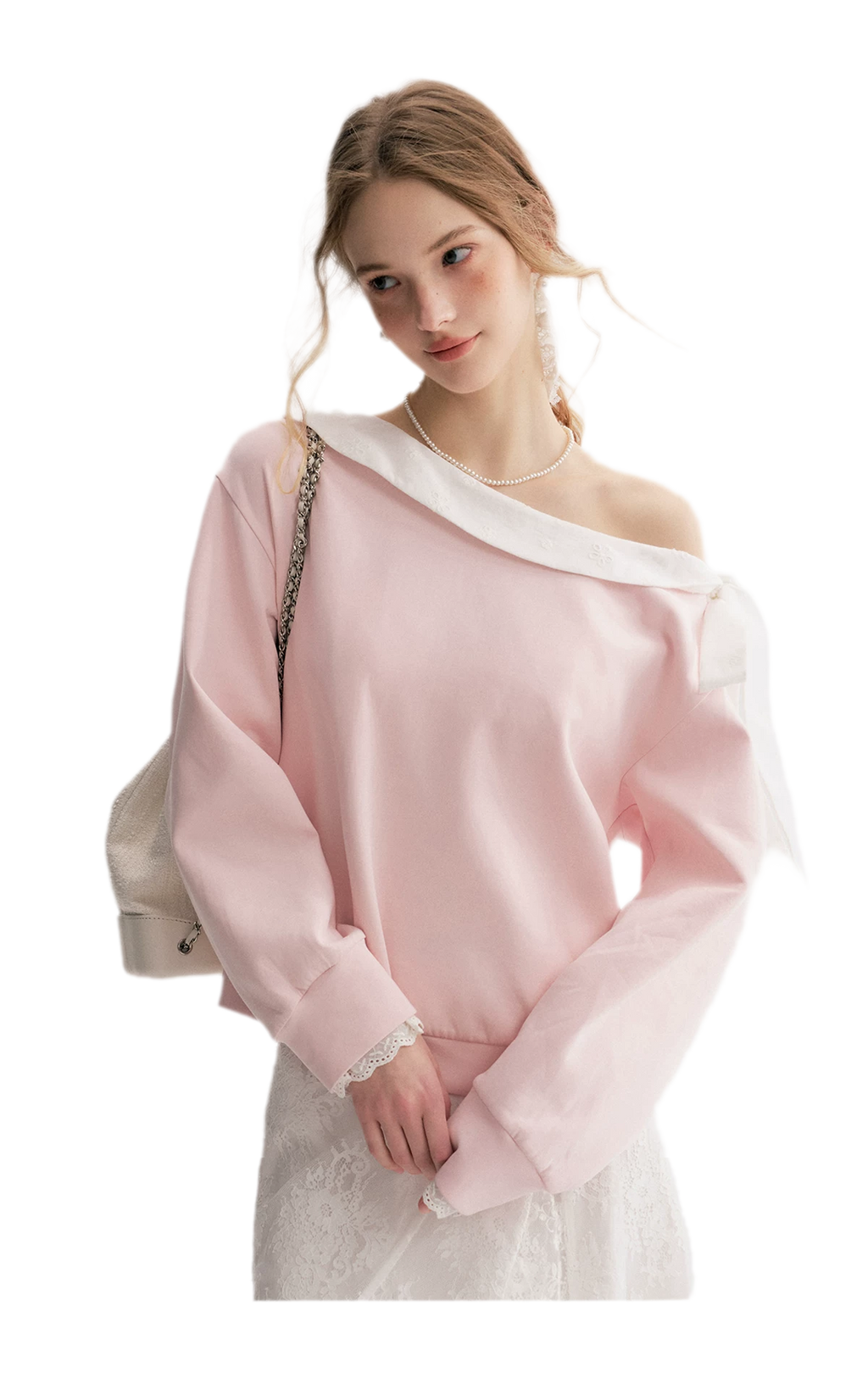 Balletcore Lace Collar Sweatshirt