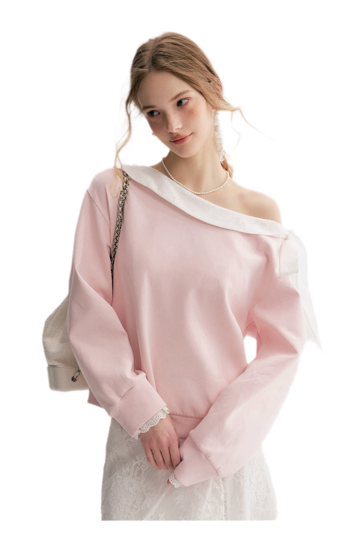 Balletcore Lace Collar Sweatshirt