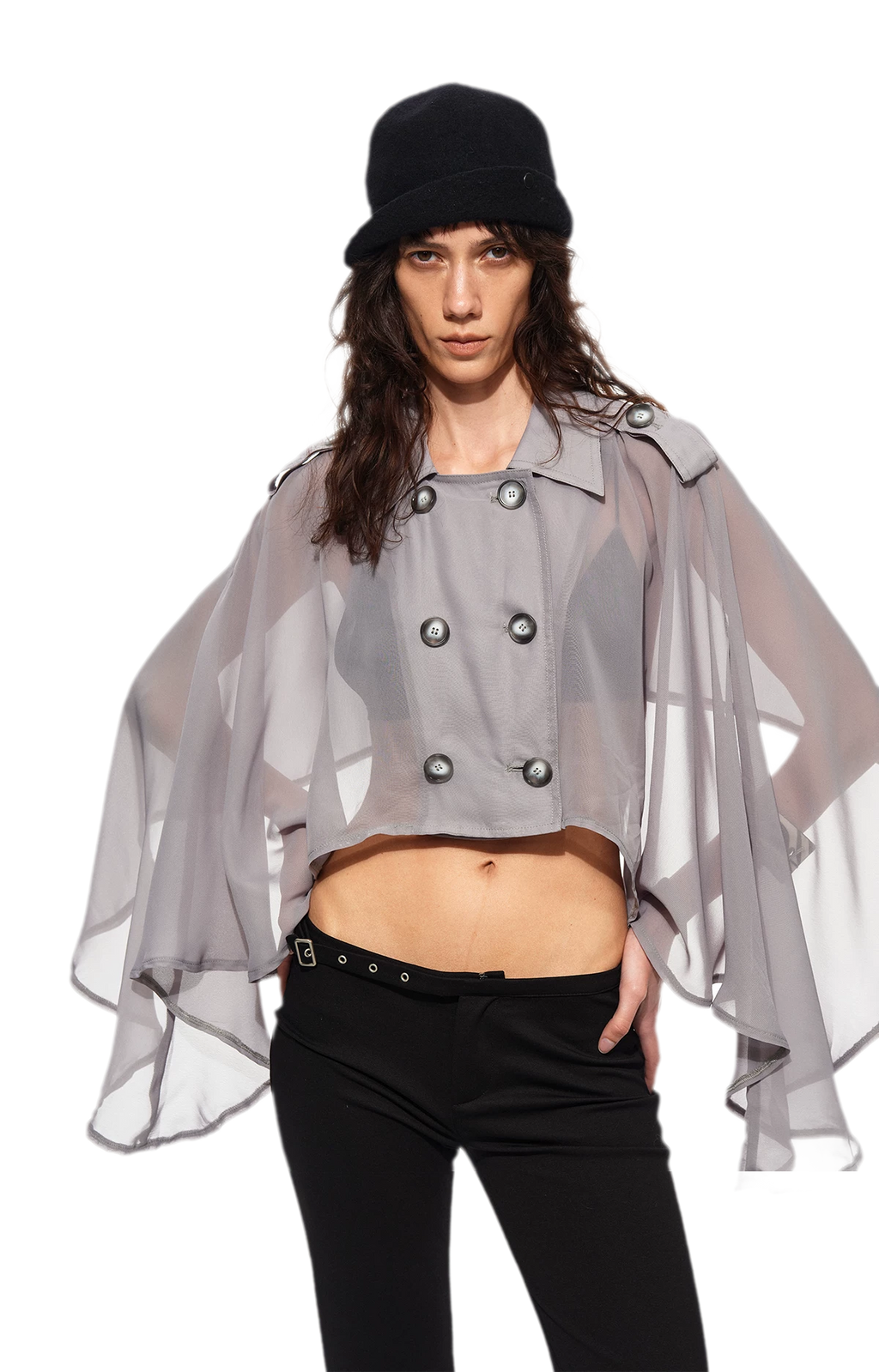 Sheer Trench Cape Top