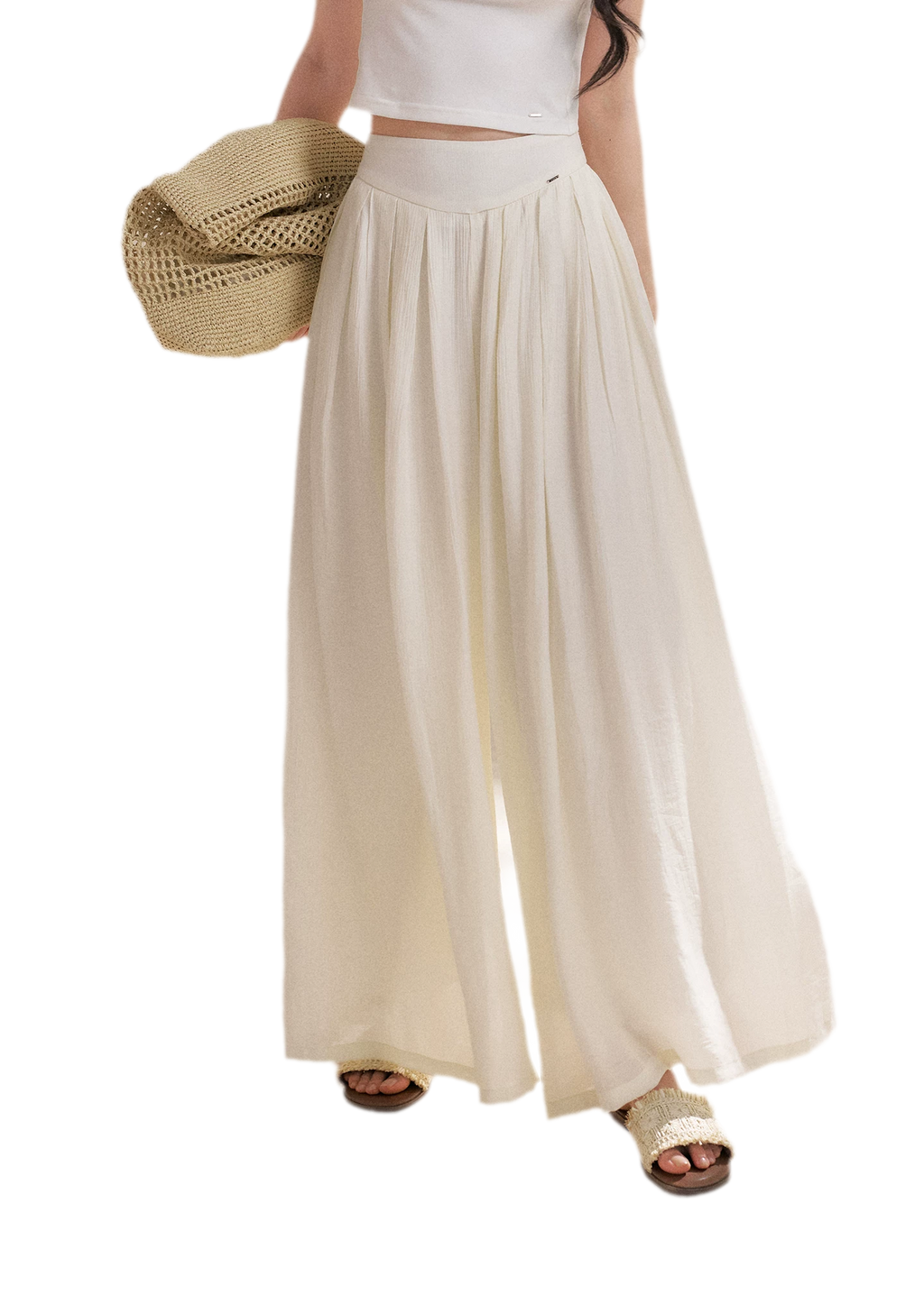 Pleated Wide-Leg Pants