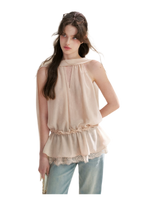 Chiffon Lace Halter V-Neck Blouse