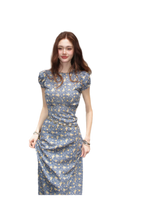 Blue Floral Tencel Dress