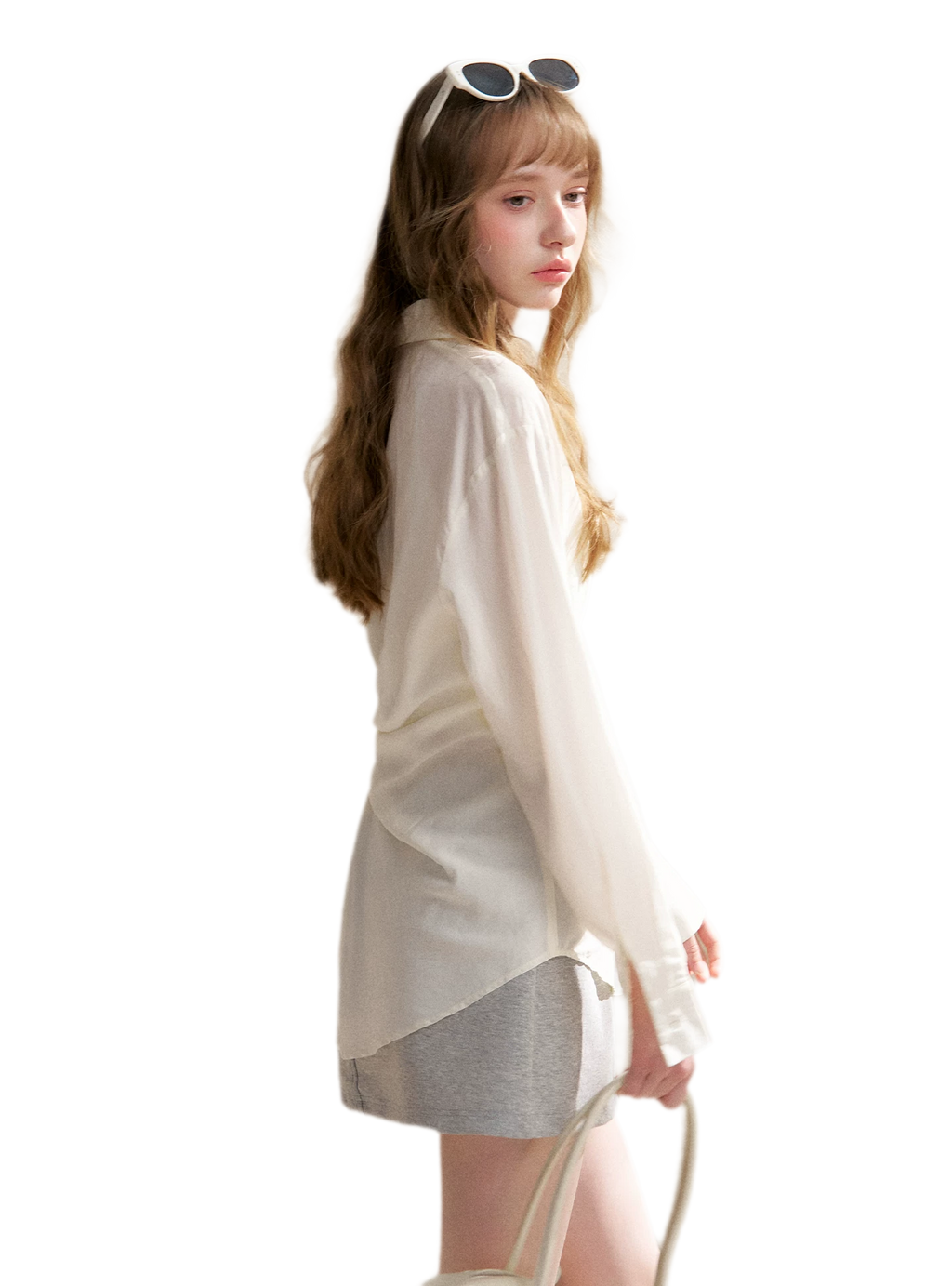 Tencel Lace V-Neck Long Sleeve Shirt