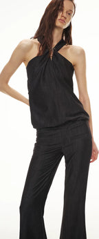 Tencel Hollow Halter Top & Flared Pants Set