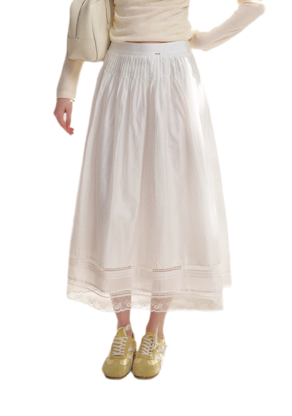 Lyocell Lace Pleated Skirt