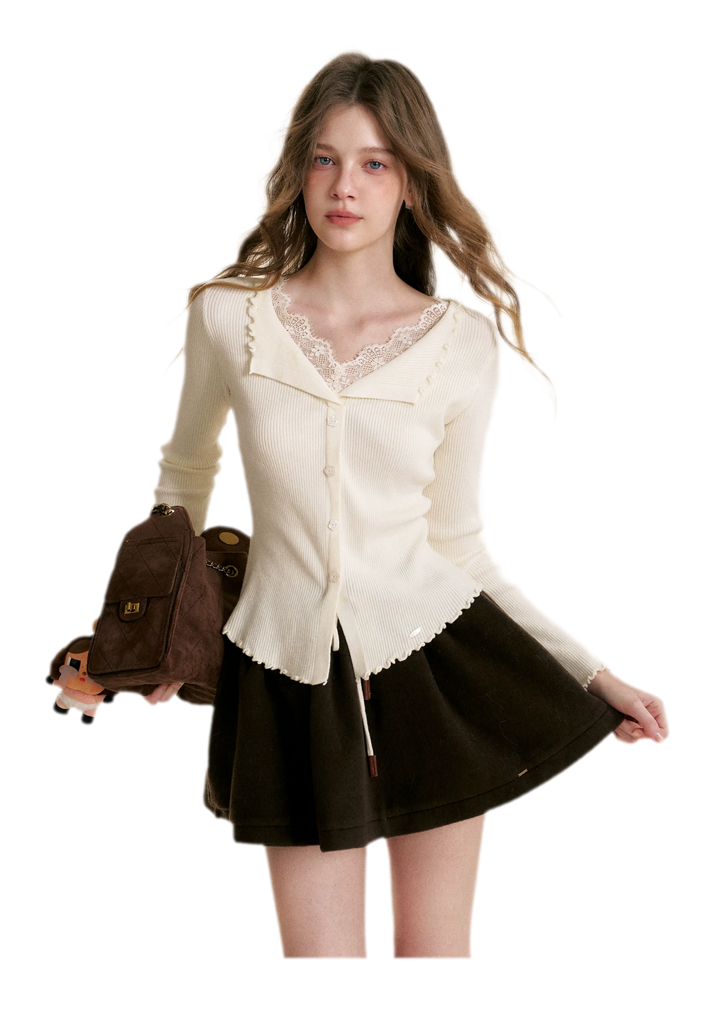 Lace Trim Knit Cardigan