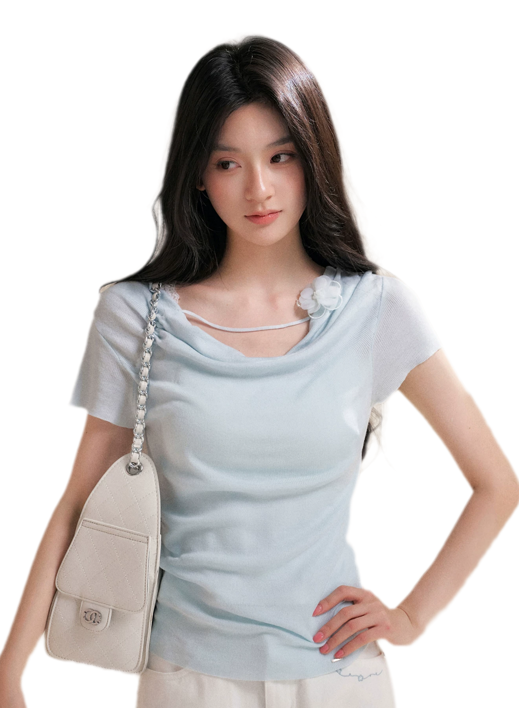 Lyocell Cowl Flower Tee