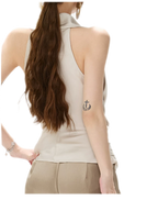 Satin Cross Halter Top