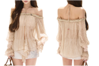 Crinkled Chiffon Beaded Blouse