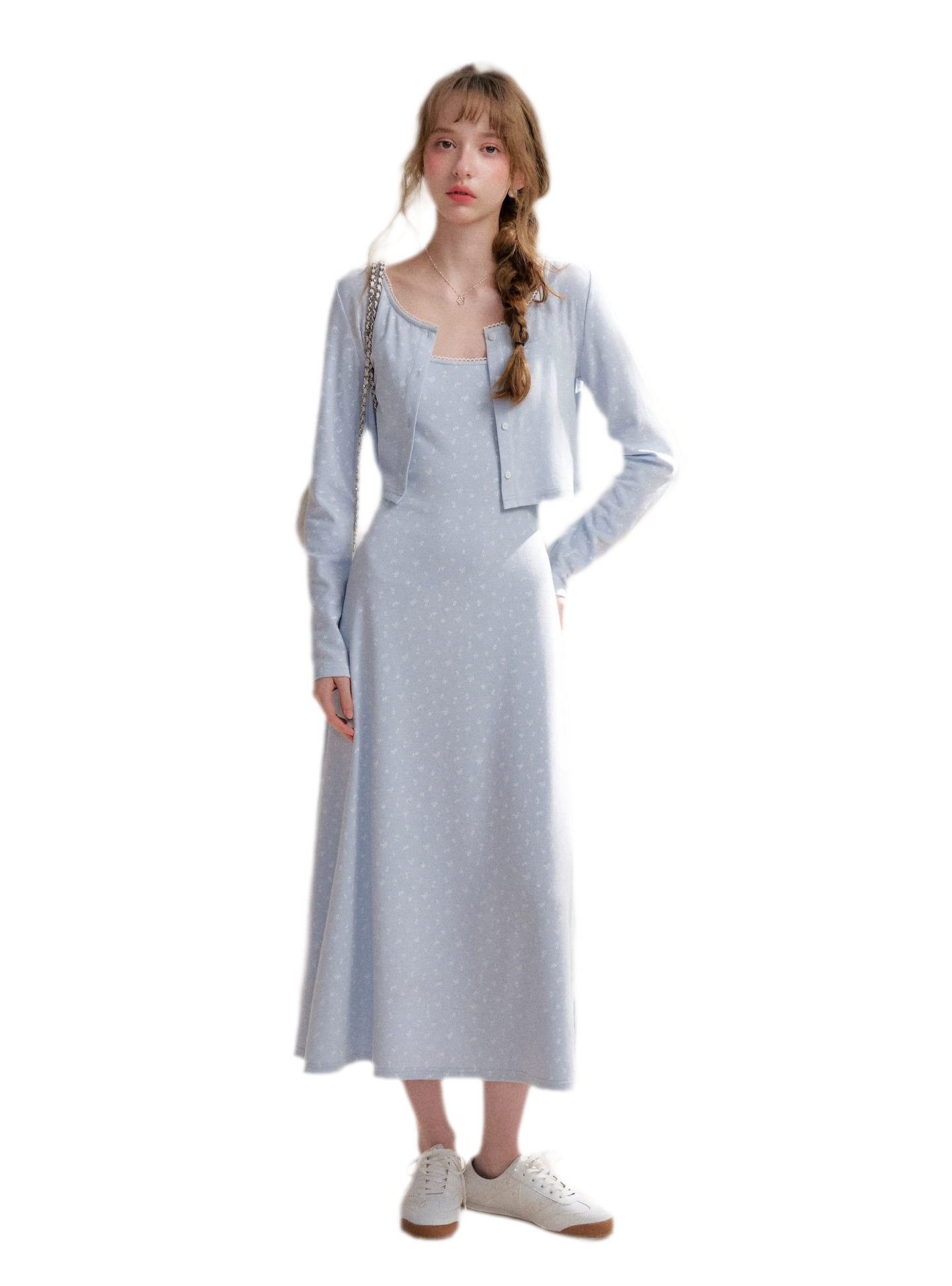 Rose Knit Cardigan Dress