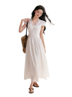 French Lace Puff Sleeve A-Line Dress