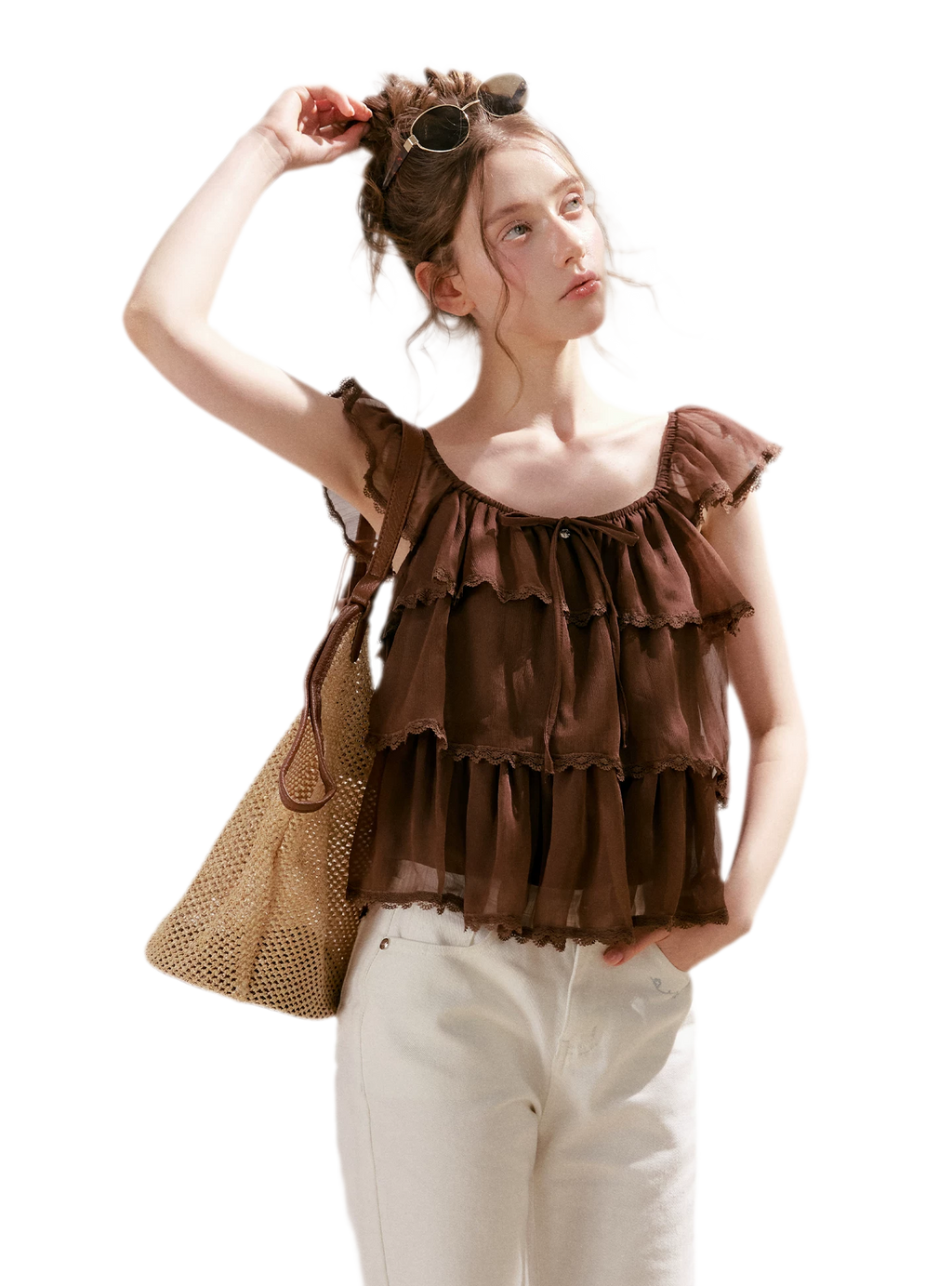 Tiered Ruffle Chiffon Blouse