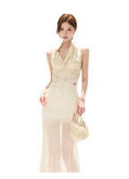 Golden Sun Halter Dress
