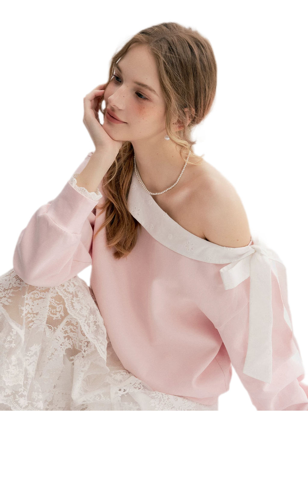 Balletcore Lace Collar Sweatshirt