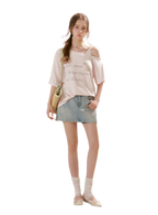 Shiny Denim A-line Skirt