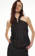 Tencel Hollow Halter Top & Flared Pants Set