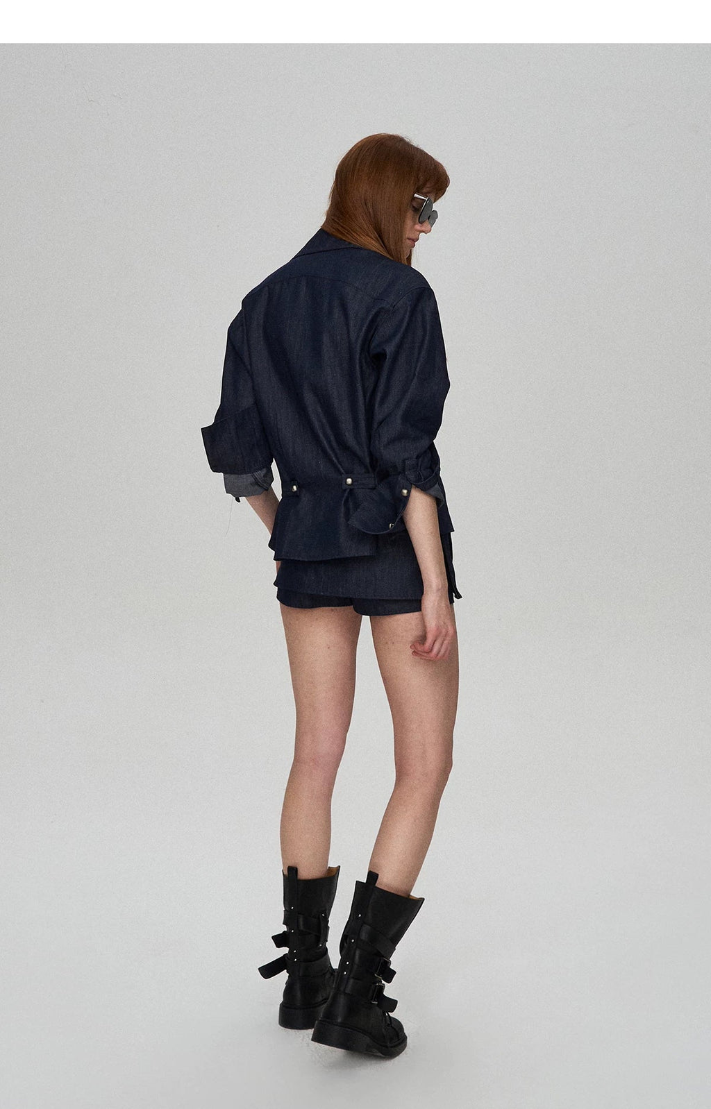 Tencel Linen Denim Shirt & Low-Waist Skirt