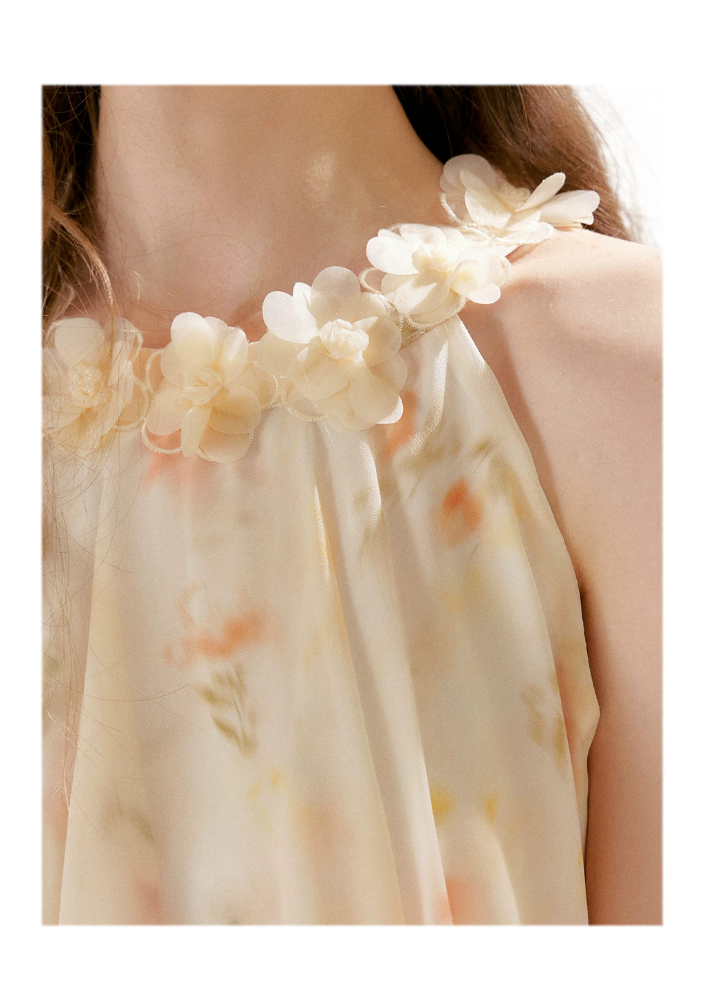 Chiffon Floral Halter Long Dress