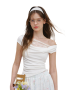 Asymmetric Lace Short Sleeve T-Shirt