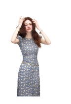 Blue Floral Tencel Dress