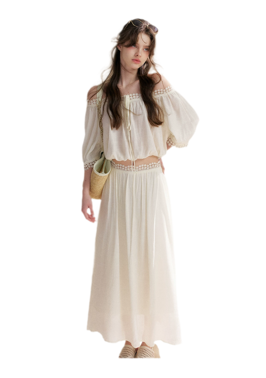 Lace Off-Shoulder Top & Skirt Set
