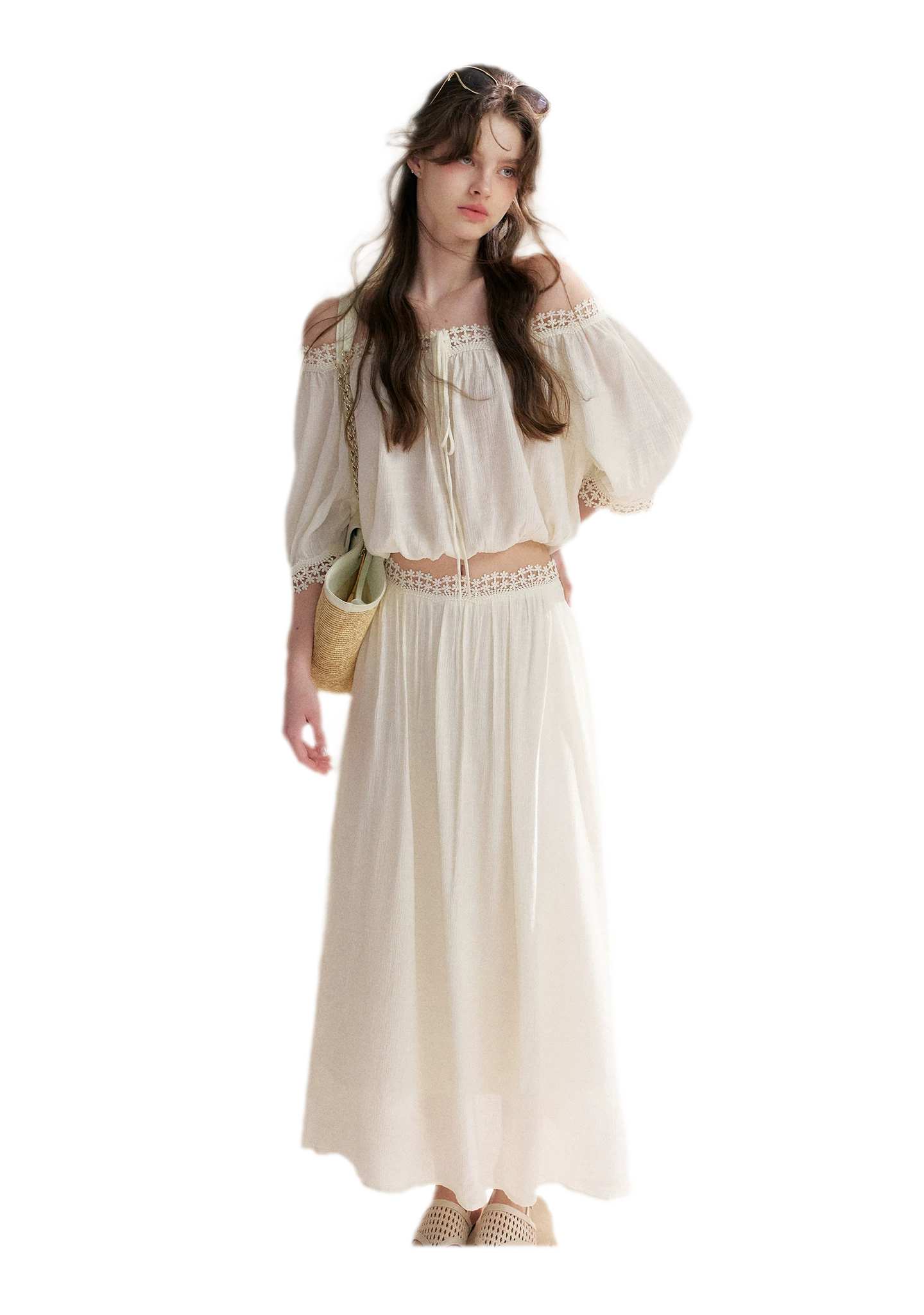 Lace Off-Shoulder Top & Skirt Set