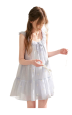 Tencel Embroidered Ruffle A-line Dress