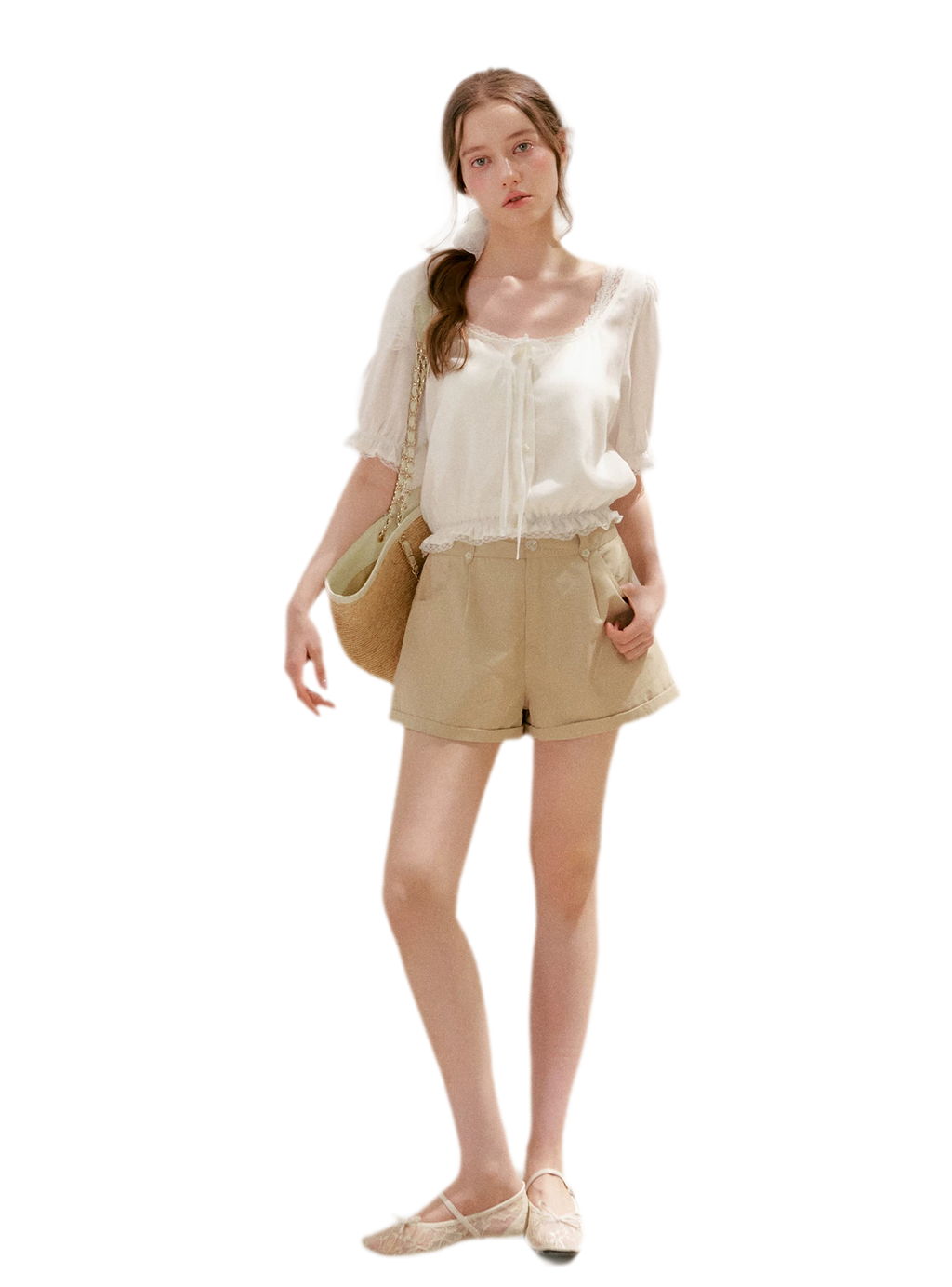 Modal Cotton Lace Trim A-Line Shorts
