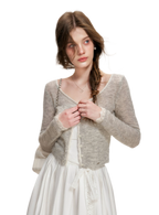Alpaca Trim Cropped Cardigan