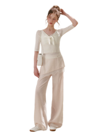 Lace Detail Casual Wide-Leg Pants