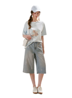 Rhinestone Floral Denim Culottes