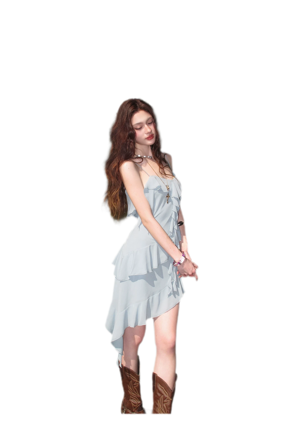 Ruffled Asymmetric Cami Dress