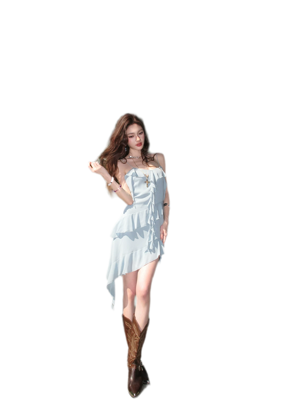 Ruffled Asymmetric Cami Dress