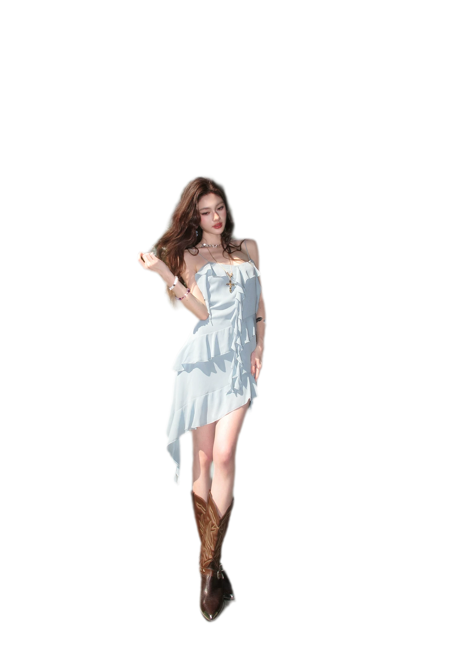Ruffled Asymmetric Cami Dress