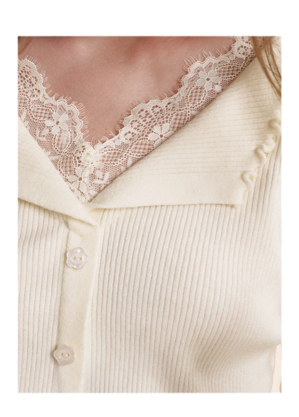 Lace Trim Knit Cardigan