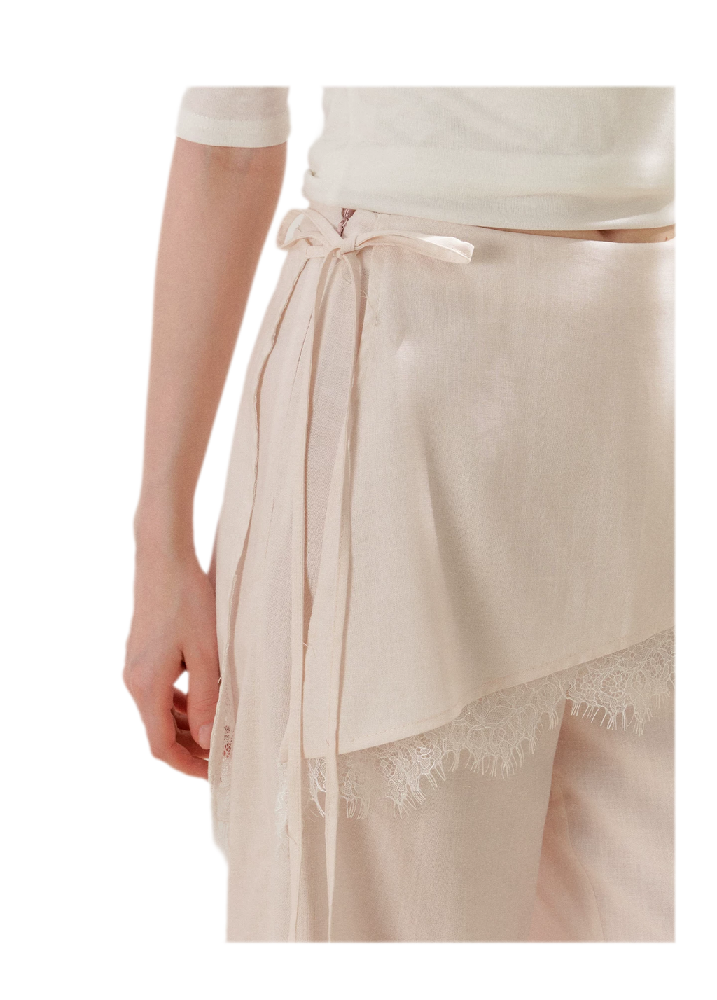 Lace Detail Casual Wide-Leg Pants