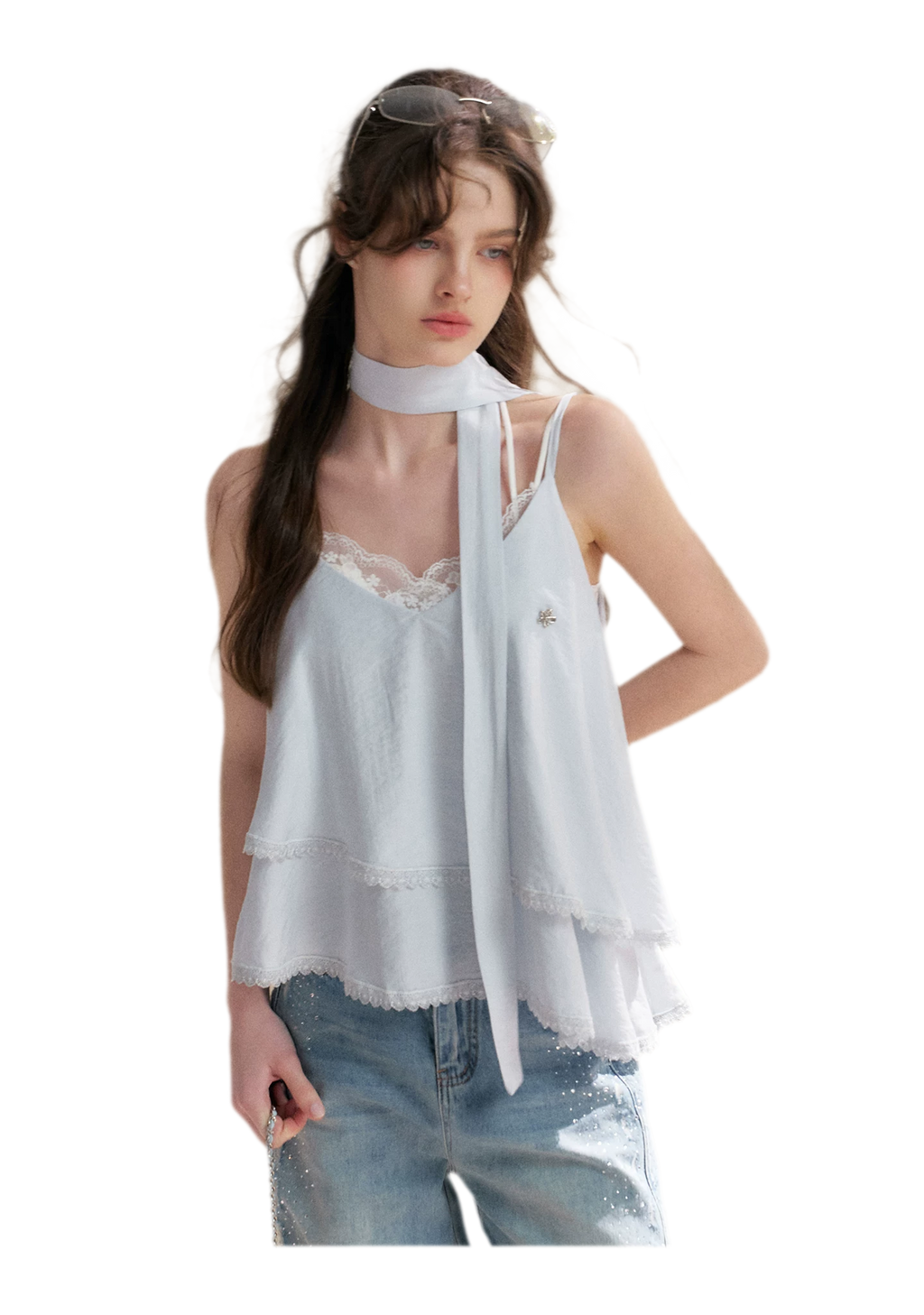 Asymmetrical Lace V-Neck Camisole
