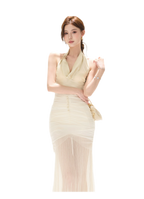 Golden Sun Halter Dress