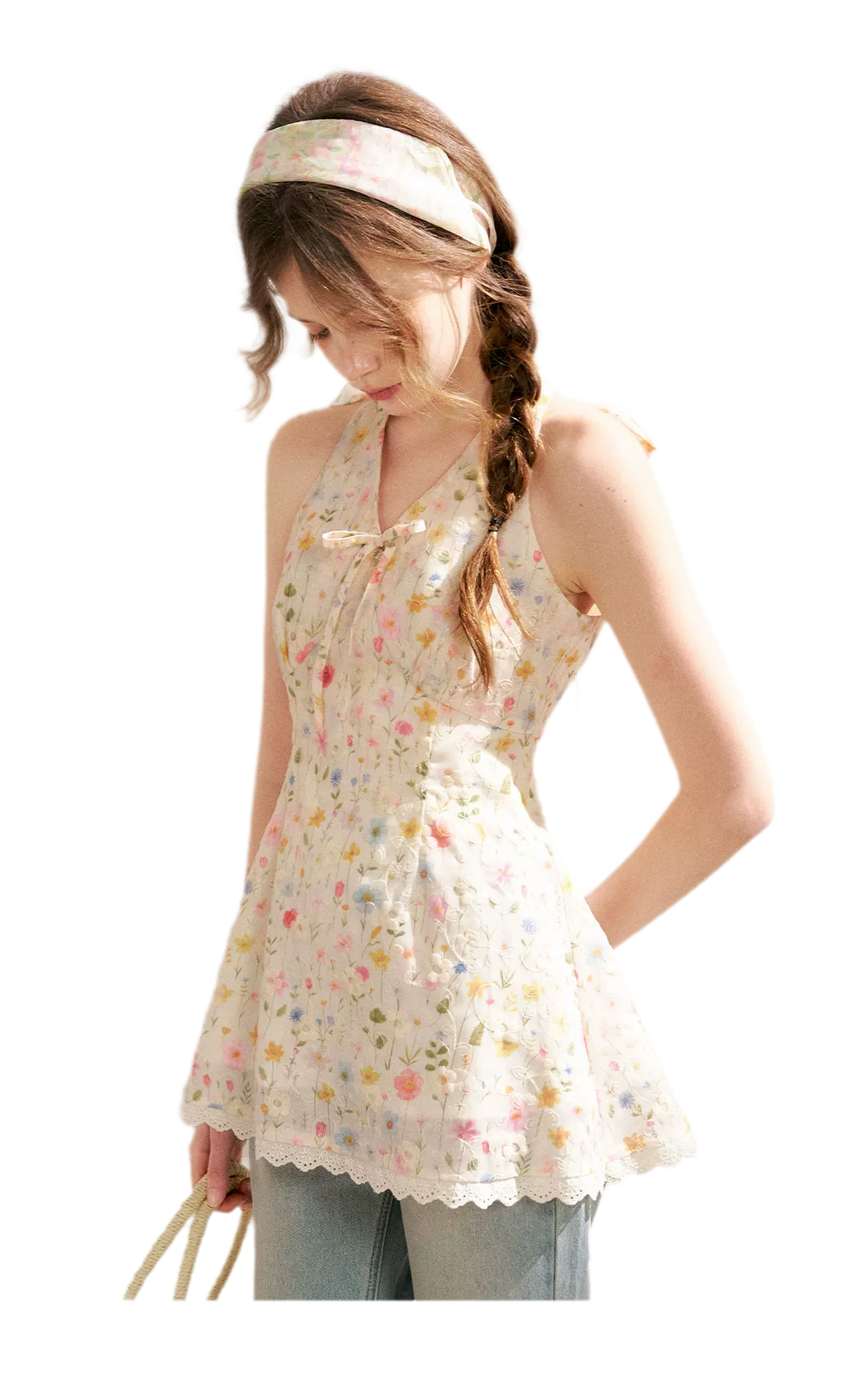 Dreamy Garden Embroidered Halter Top