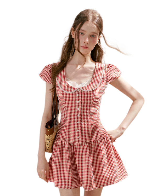 Lace Vintage Plaid Dress
