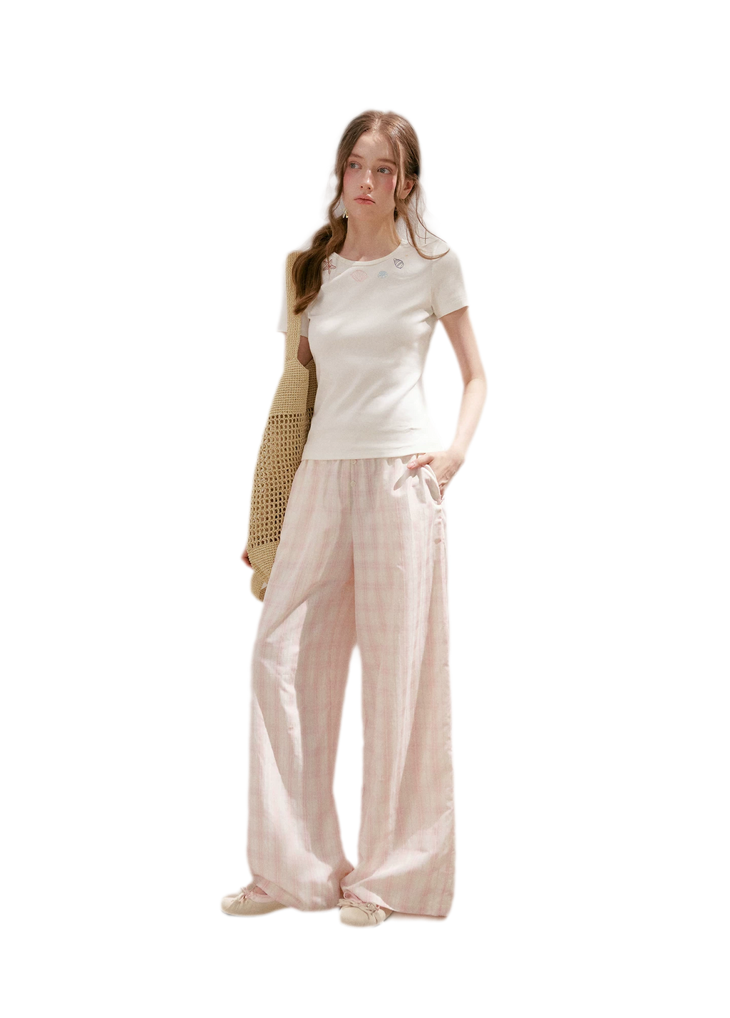 Checkered Wide-Leg Pants