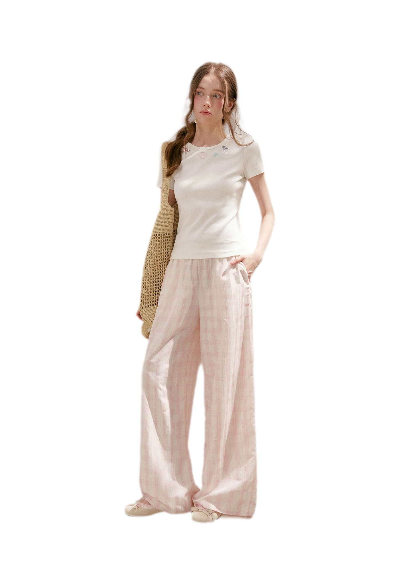 Checkered Wide-Leg Pants