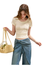 Soft Cotton Wide-Leg Jeans with Bow Detail